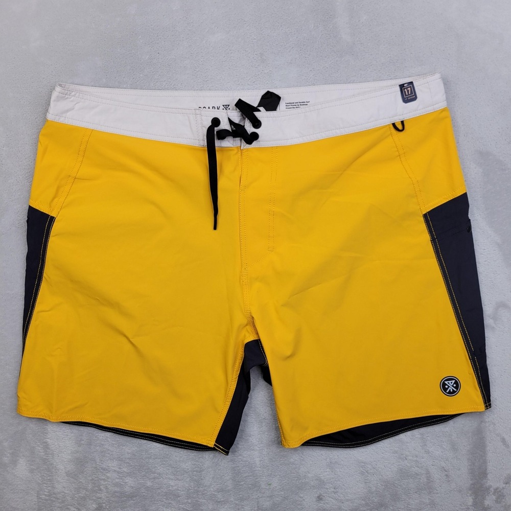 Roark Boatman Board Shorts Mens‎ 38 Yellow Gray Cordura 17 Outseam Swim Trunks